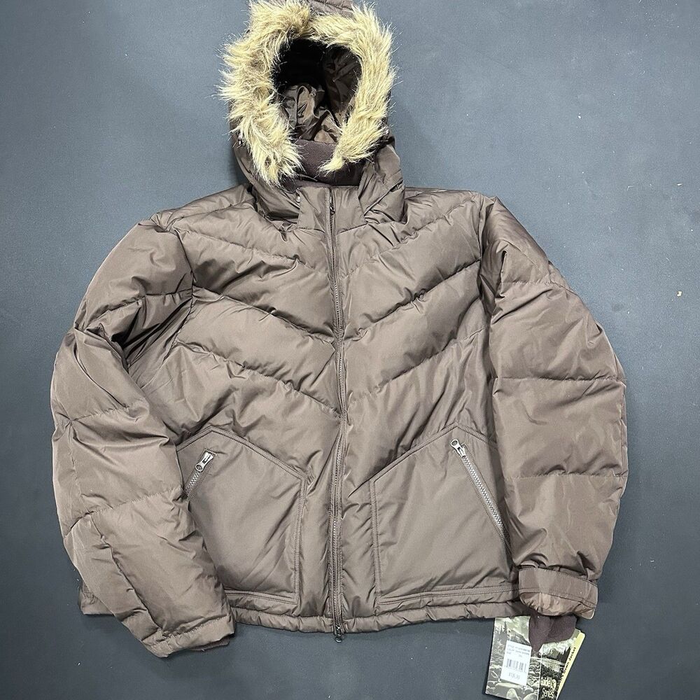 Guide Series Women’s 3XL Dark Brown Down Puffer Jacket Faux Fur Hood NWT